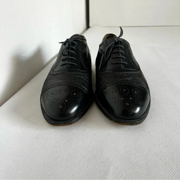 Moreschi Size 9 Black Peccary Calf Leather Brogues Oxford Shoes Made in Italy - Picture 8 of 12